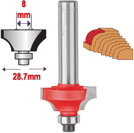 Benman Φρέζα Στρογγυλέματος σε Ξύλο 28.7mm x 8mm με Οδηγό και Ρουλεμάν