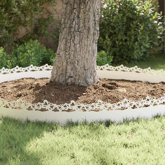 vidaXL Metal Garden Border in White Color 1.03m x 22cm