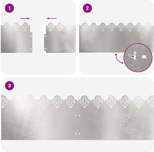 vidaXL Metallgartenbordüre in Silber Farbe 1.03m x 22cm