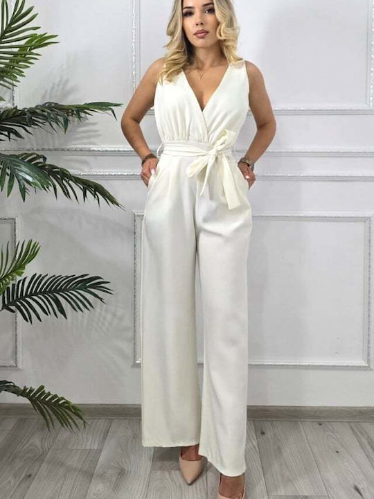 Women's Sleeveless One-piece Suit White