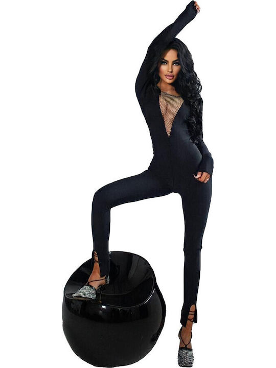Damen Langärmelig Einteiler Anzug Black