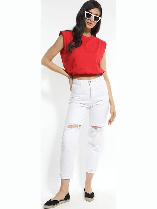 Women's Crop Top Sleeveless Red