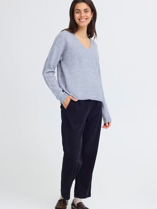 Damen Pullover mit V-Ausschnitt Light Blue
