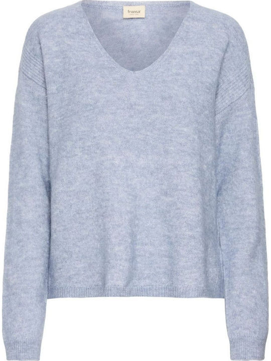 Damen Pullover mit V-Ausschnitt Light Blue