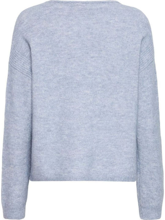 Damen Pullover mit V-Ausschnitt Light Blue