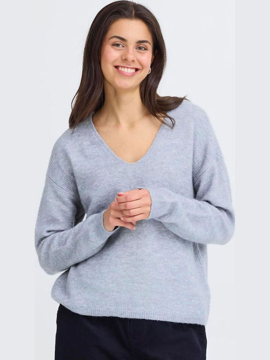 Damen Pullover mit V-Ausschnitt Light Blue