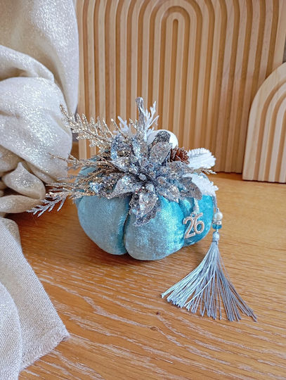 By Anastasia's Art Creations Handmade Tabletop Lucky Charm Pumpkin Light Blue made of Fabric 13x14cm 1pcs