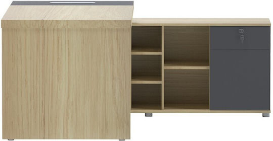 Professionelles Büro Holz mit Bücherregal Natural-anthracite 180x180x75cm