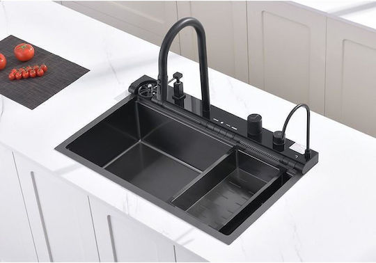 Inter Ceramic 7567131MB Drop-In Inox mit Wasserhahn M76xP46,5cm Schwarze
