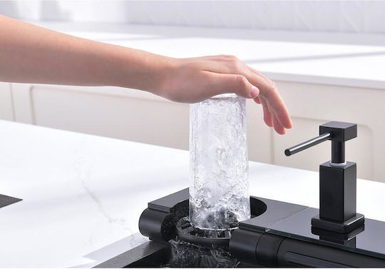 Inter Ceramic Aquaris Bg8276 Drop-In Küchenspüle Inox mit Wasserhahn M76xP46,5cm Schwarze