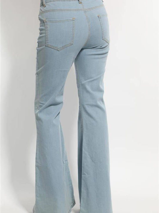 Hoch tailliert Damenjeans Schlaghose