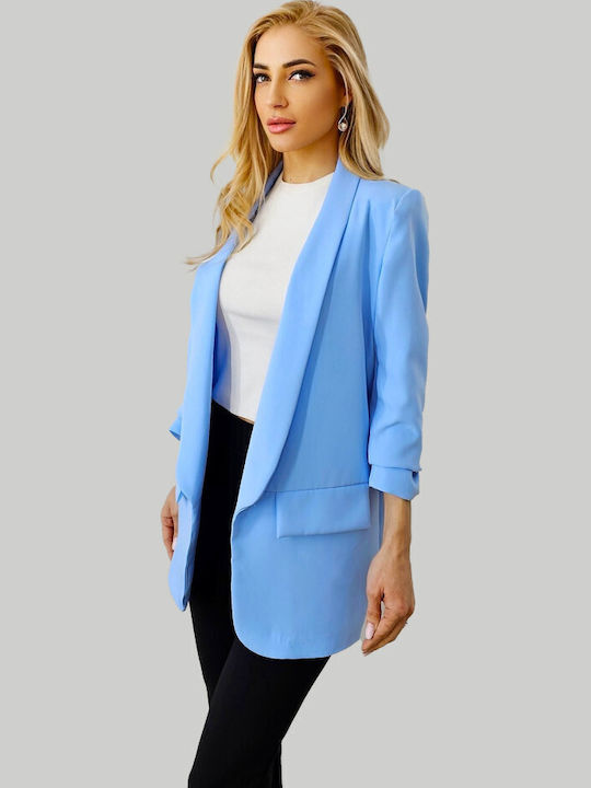 Long Women's Blazer Baby Blue
