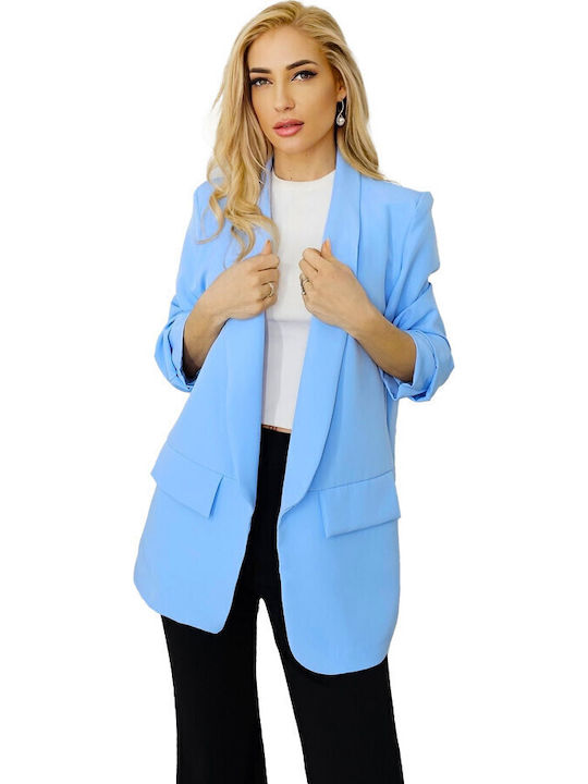 Long Women's Blazer Baby Blue