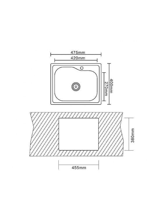 Inter Ceramic Chiuvetă De Bucătărie Drop-In Inox Finisaj Periat Cu Robinet L47.5xLățime40cm Argintie
