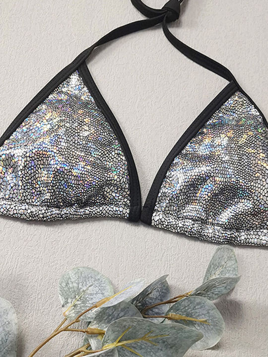 Set Bikini Dreieck & Brasilien Tierdruck Silber