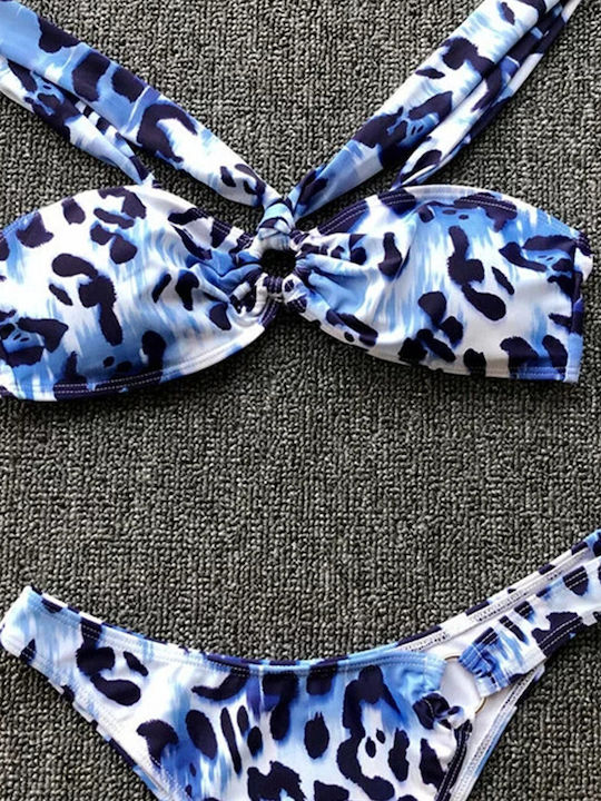 Set Bikini Brazil Animal Print Albastru