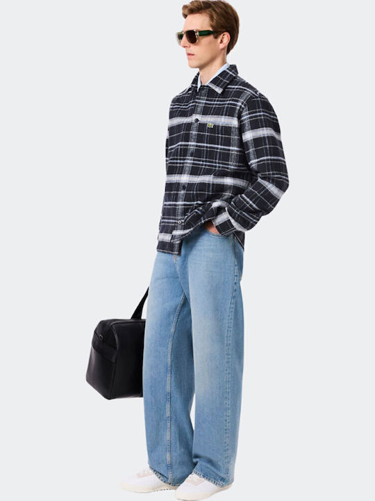 Long Sleeve Checked Blue Overshirt