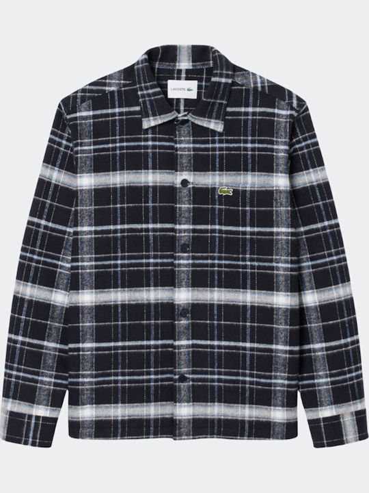 Long Sleeve Checked Blue Overshirt