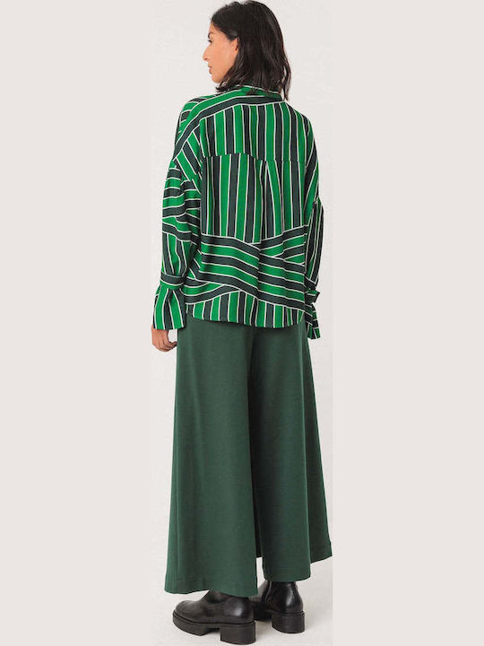 Women's Striped Long Sleeve Shirt Green