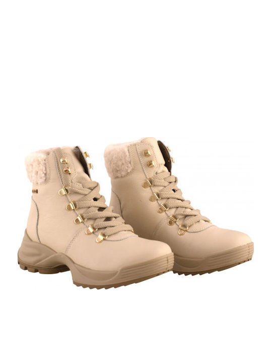 Leder Stiefeletten Damen Beige