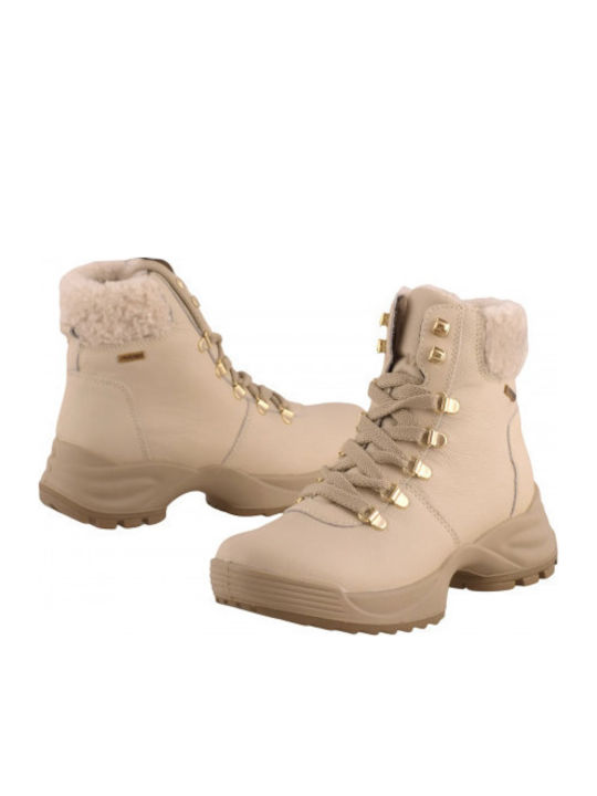 Leder Stiefeletten Damen Beige
