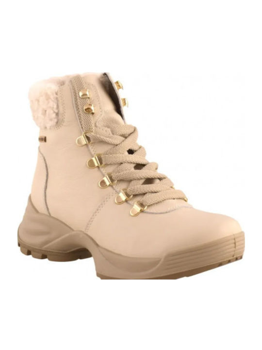 Leder Stiefeletten Damen Beige