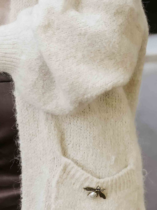 Gestrickte Damen Strickjacke Beige