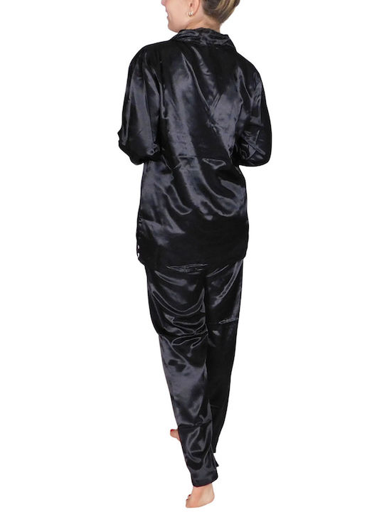 Secret Point Winter Damen Pyjama-Set Black