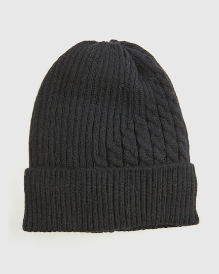 Beanie Γυναικείος Σκούφος Πλεκτός σε Μαύρο χρώμα