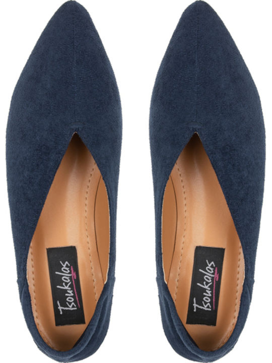 Wildleder Damen Ballerinas Spitz zulaufend Blau