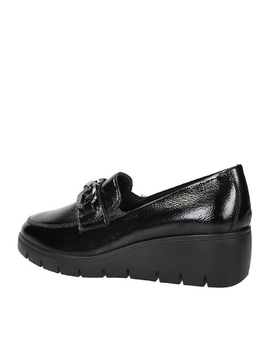 Leder Damen Loafers in Schwarz Farbe