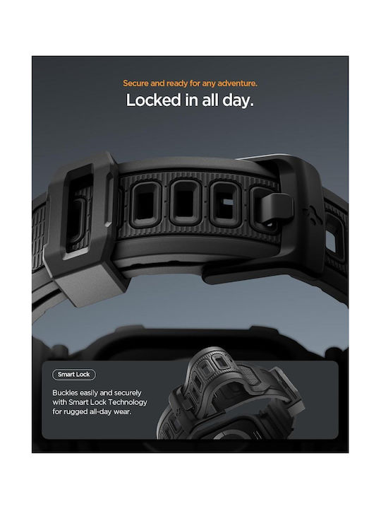 Spigen Rugged Armor Pro 2 Silicone Case Matte Black for Apple Watch series 10/11 - 46mm