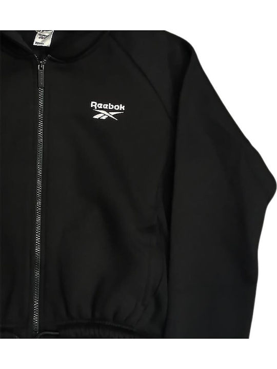 Cropped Women's Sweatshirt Jacket Hooded Black