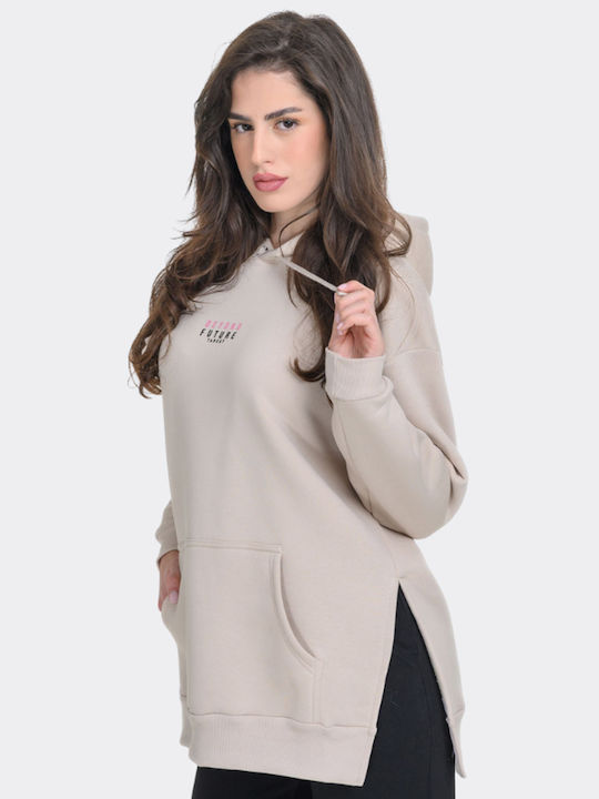 Women's Sweatshirt Hooded Ecru