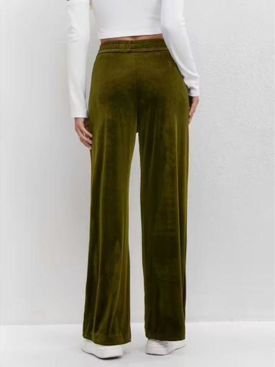 Sweatpants Flared Fleece Khaki