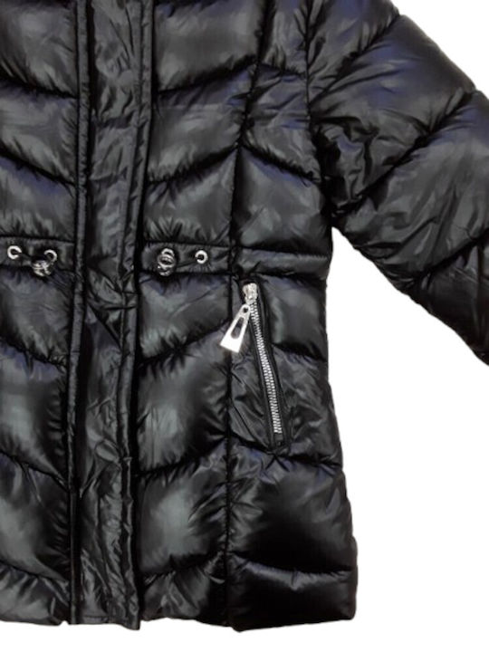 Kids' Quilted Jacket with Hood Black