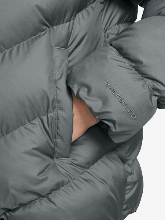 Kids Sports Coat Long Hooded Grey