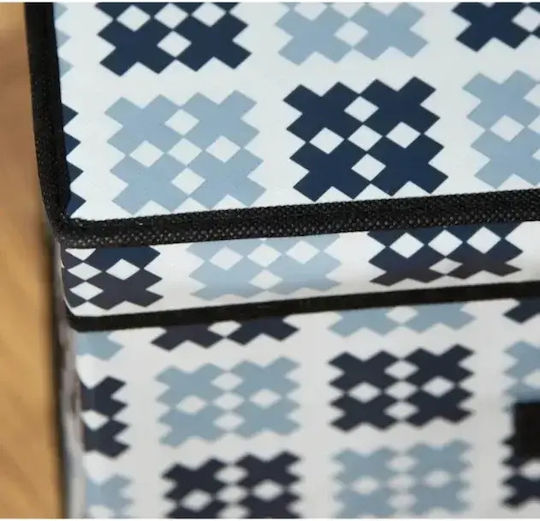 Stoff Aufbewahrungsbox mit Deckel Blau 40x30x25cm