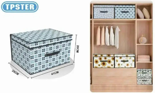 Stoff Aufbewahrungsbox mit Deckel Blau 41x35x20cm