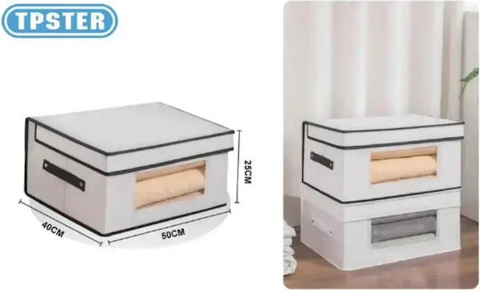 Tpster Fabric Storage Box with Lid White 50x40x25cm