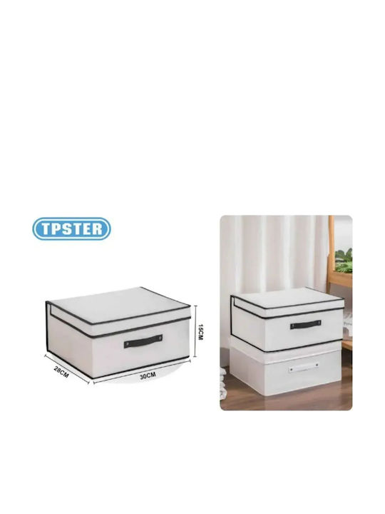 Tpster Текстил Кутия за съхранение с капак Бял 30x28x15см 1бр