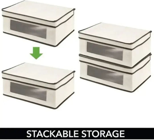 Tpster Fabric Storage Box with Lid White 30x30x16cm