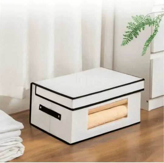 Tpster Fabric Storage Box with Lid White 30x30x16cm