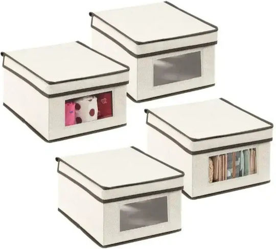 Tpster Stoff Aufbewahrungsbox mit Deckel Weiß 25x35x16cm 1Stück