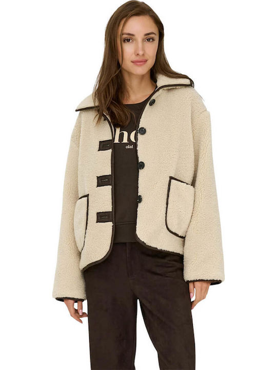 Damenmäntel Damen Teddymantel Beige