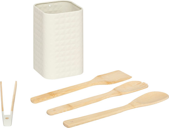5Five Σετ Bamboo Εργαλείων Μαγειρικής με Βάση 4τμχ Μπεζ