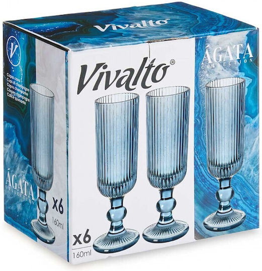 Atmosphera Glas Champagner aus Glas in Blau Farbe Kelch