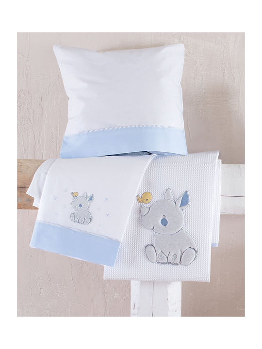 Rythmos Blanket Cot Rino Waffle Light Blue 120x150cm