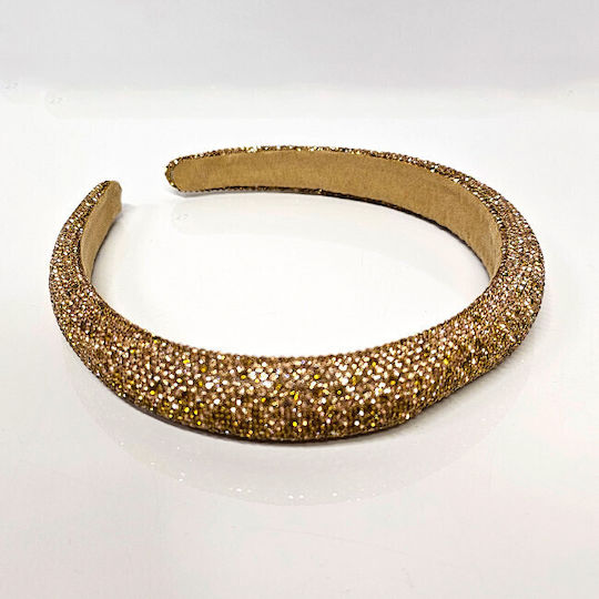 Fuzty Headband Two-tone Rhinestones Gold