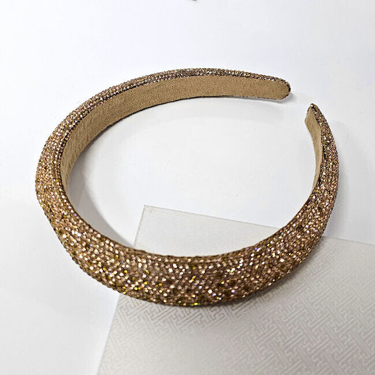 Fuzty Headband Two-tone Rhinestones Gold